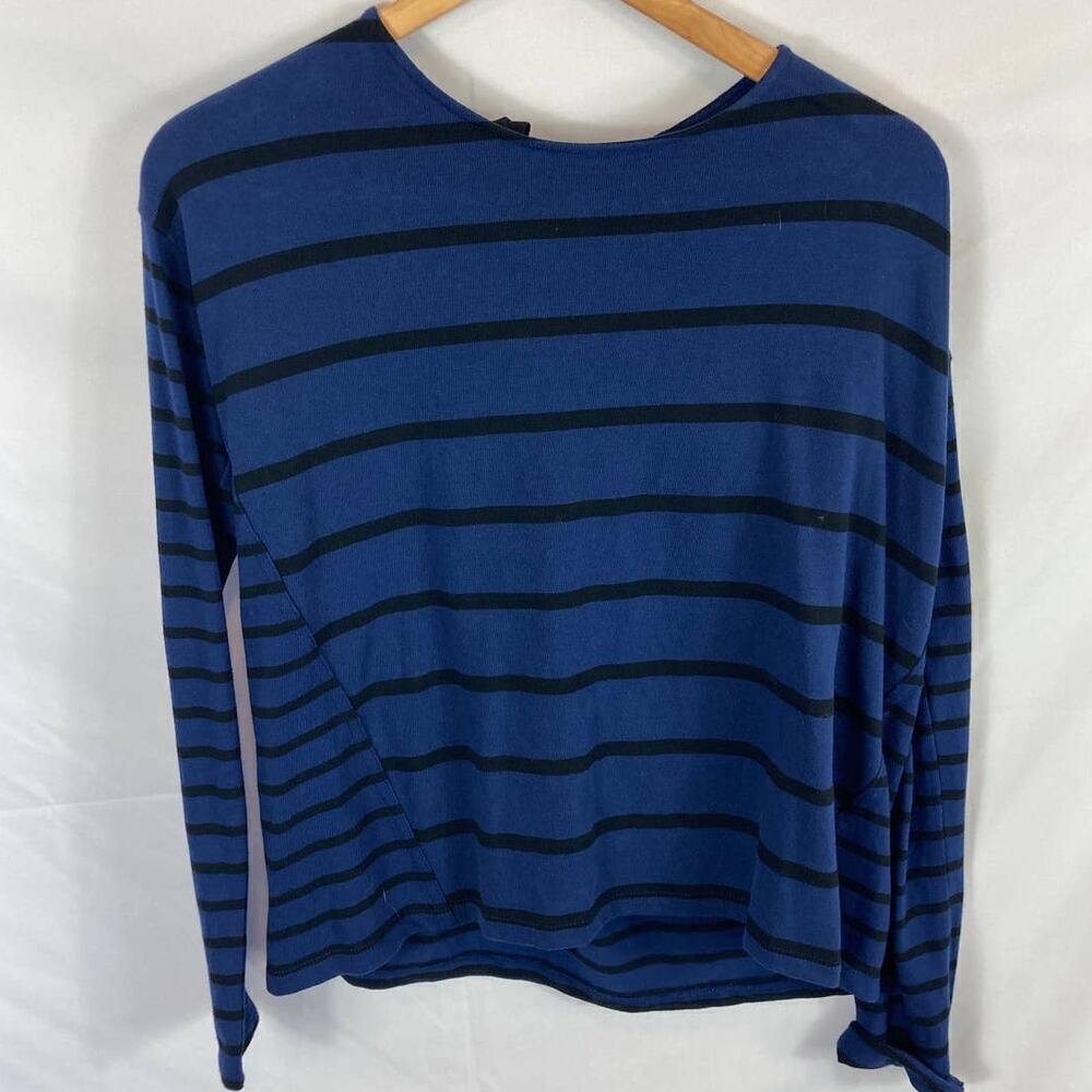 White+Warren Stripe Tie Neck Sweater Size Small